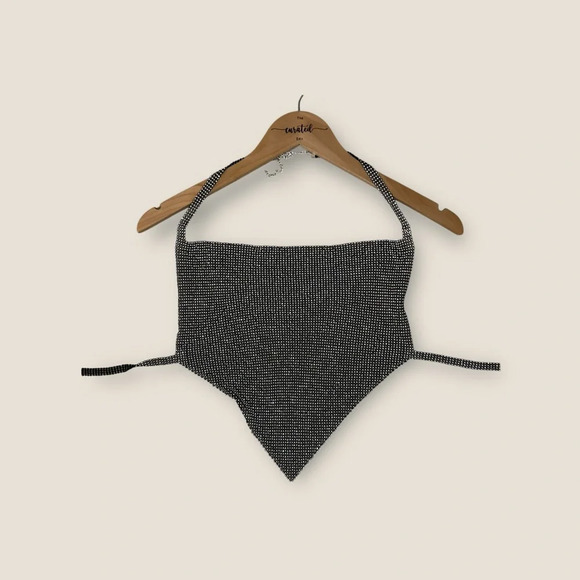 CuratedxEdit | Rhinestone Halter Top | OS | Silver - Picture 4 of 8